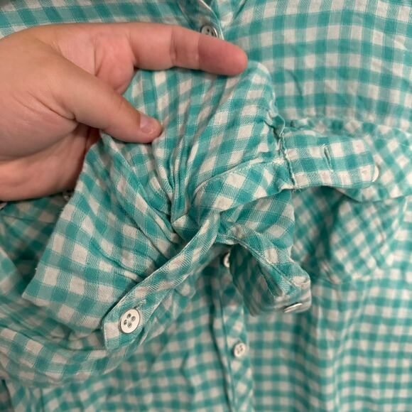 Relativity Roll Tab Sleeve Button Down Gingham Top Size Medium - Picture 2 of 7
